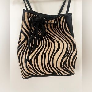 Vintage 80’s Tony Bryant NY Black Leather Tiger Stripe Handbag RARE